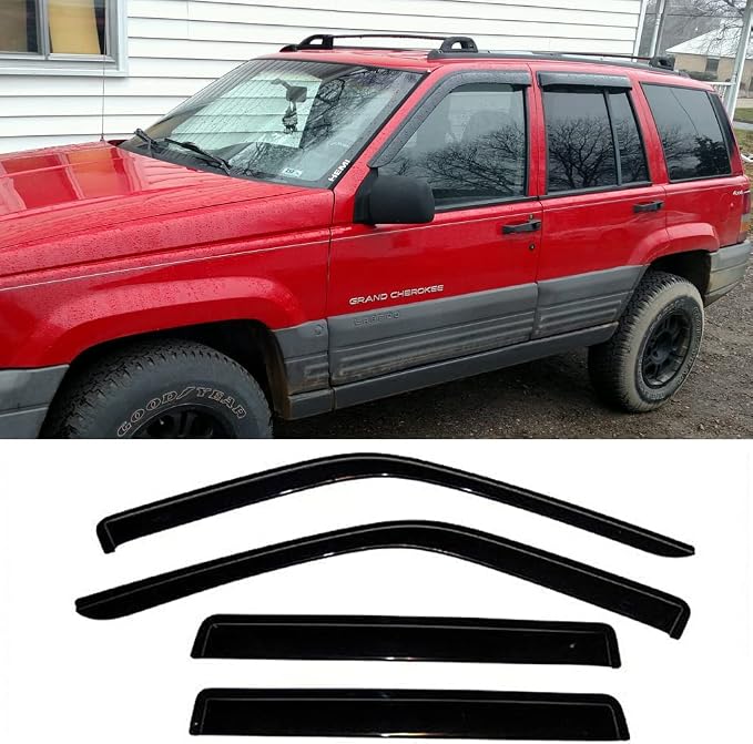 Side Window Deflector Visor Rain Guard, Outside Mount Tape-on Shatterproof Dark by Deebior