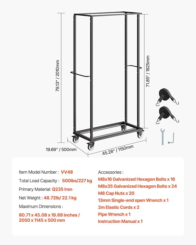 VEVOR Folding Chair Rack, 500 LBS Capacity, Heavy-Duty Chair Cart - Image 7