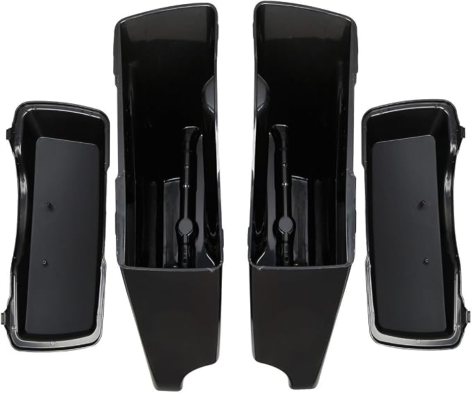XFMT Unpainted 5" Stretched Extended Hard Saddlebags Dual Exhaust Compatible - Image 4