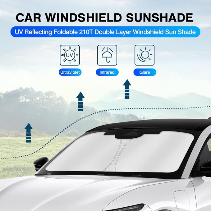 KUST Windshield Sun Shade for Ford Mustang Mach-E 2021 2022 2023 2024 2025 2026 - Image 2