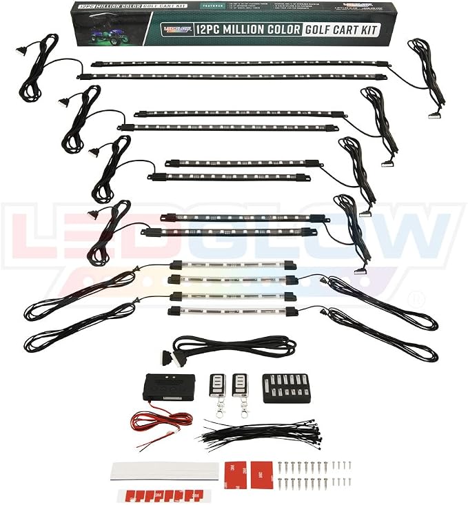 LEDGlow 12pc Million Color LED 4-Seater Golf Cart Underglow Neon Lighting Kit - Image 8