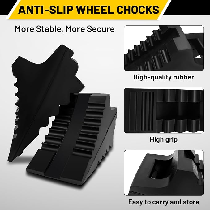 ROBLOCK Solid Rubber Wheel Chocks Heavy Duty Trailer Chock, G.V.W. Up to 8T - Image 3