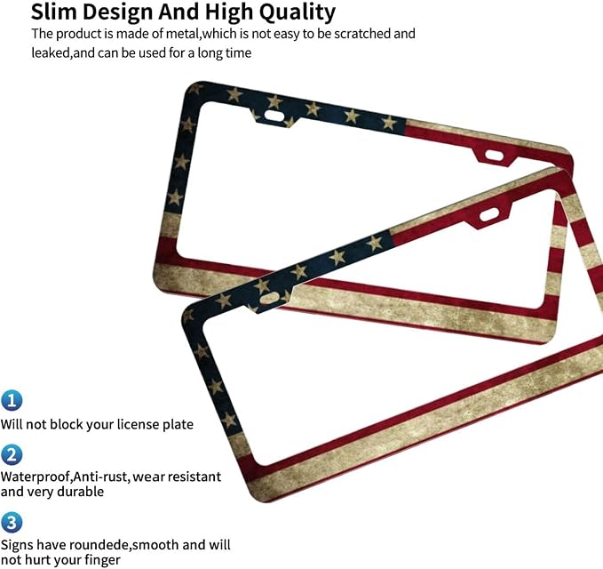 Patriotic License Plate Frame, American Flag License Plate Frame, Flag License - Image 2