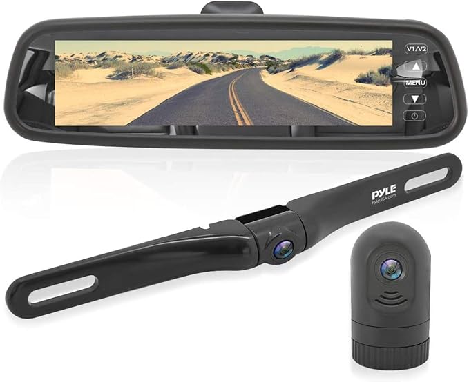 Pyle Dash Cam, Rearview Mirror Monitor, Night Vision, 7.4” LCD Screen, Backup by PyleUSA