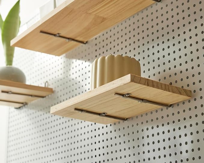 Shelves for PegBoard, Pine Wooden Pegboard Shelf Wall Organizer, Wooden Board - Image 2