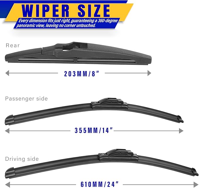 3 wipers Replacement for 2016-2021 Chevrolet Chevy Spark, Windshield Wiper - Image 2