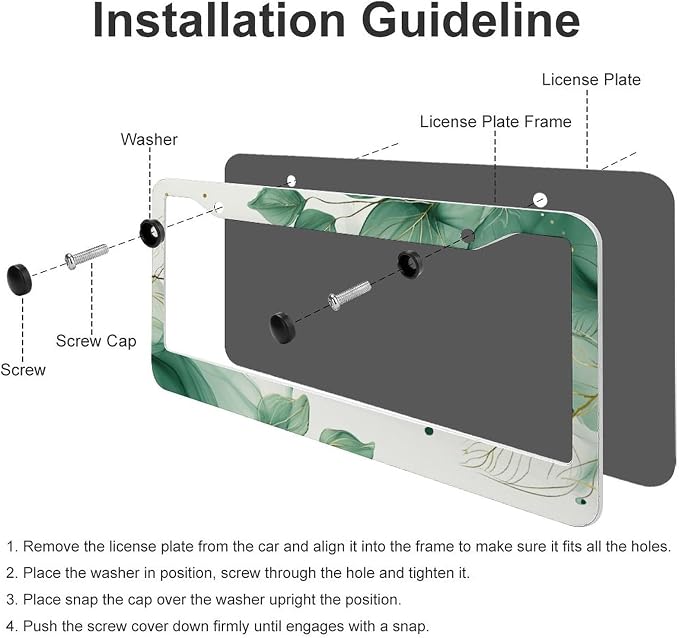 Watercolor Green Palm Leaves License Plate Frames - Image 5