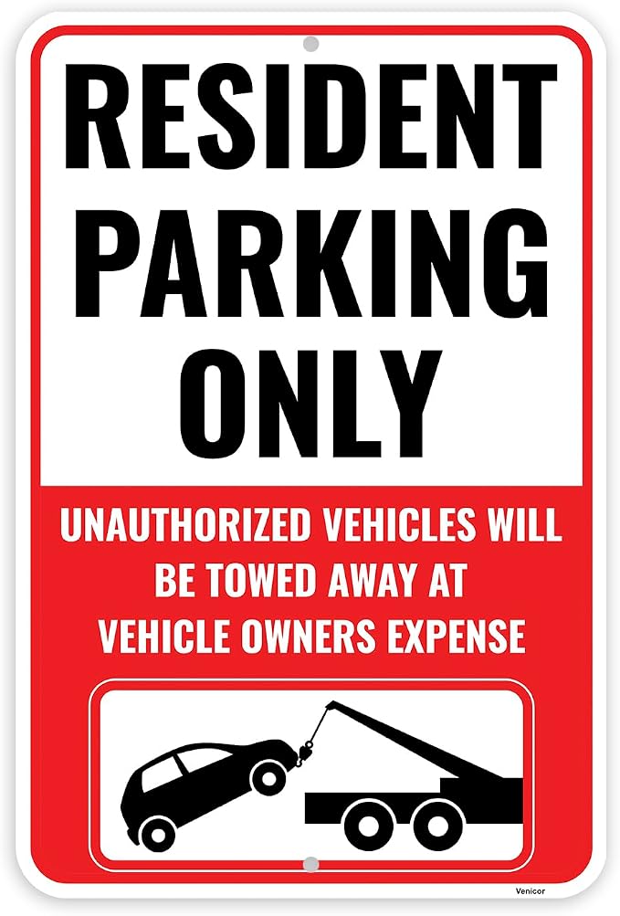 1PC Resident Parking Sign, 18 x 12 Inches by Venicor