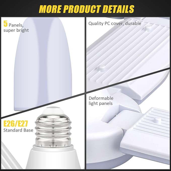 LED Garage Lights 2 Pack, 4 Foot Adjustable Ceiling Light, 6500k 8000LM - Image 4