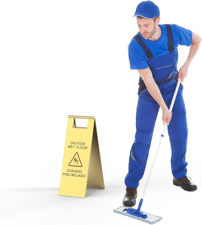 Stainless Steel Wet Floor Sign 2 Pack, 24 Inch Double-Sided Foldable Caution - Image 7