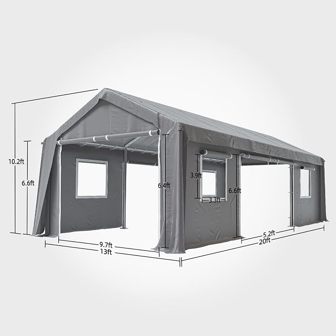 13x20ft Heavy Duty Carport Outdoor Canopy Portable Garage - Image 2