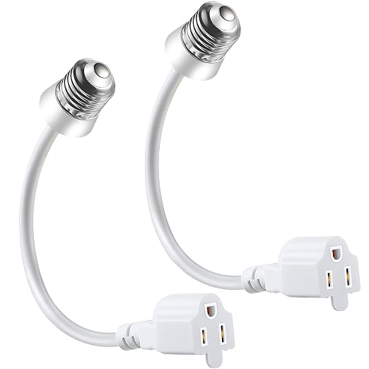 Feekoon 2 Pack 3 Outlet Light Socket Adapter, Convert E26/E27 Bulb Socket to 3 by FEEKOON