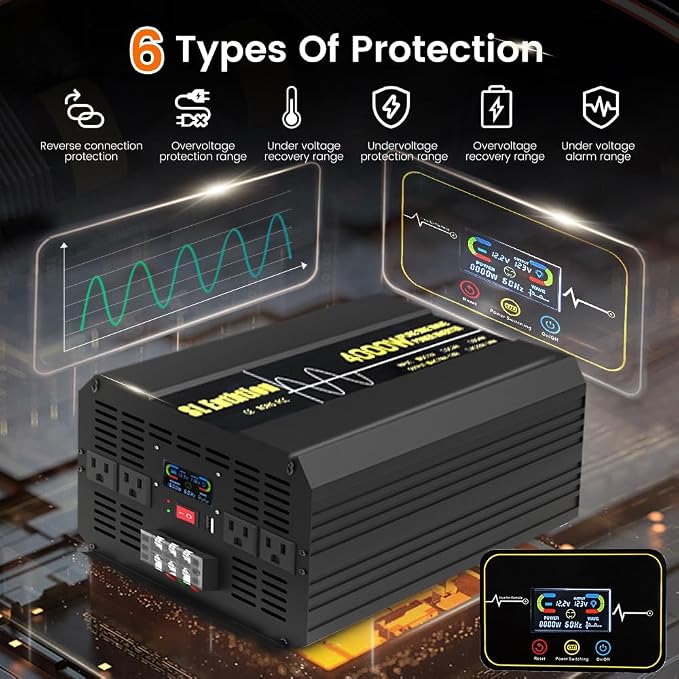 4000W Pure Sine Wave Power Inverter 12V DC to 120V AC 60HZ - Image 5