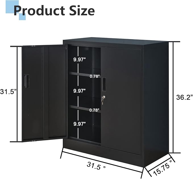 Metal Storage Cabinet, 36.2" H Locking Storage Cabinet - Image 3