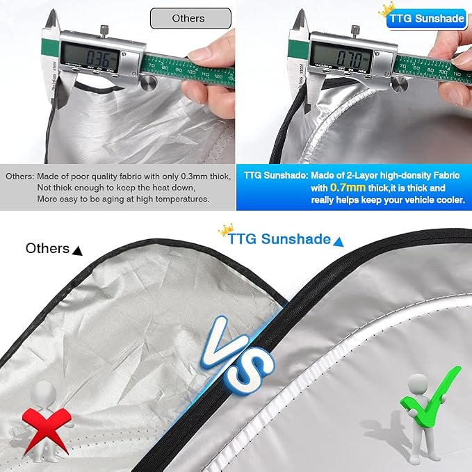 T TGBROS Windshield Sun Shade Custom Fit - Image 3