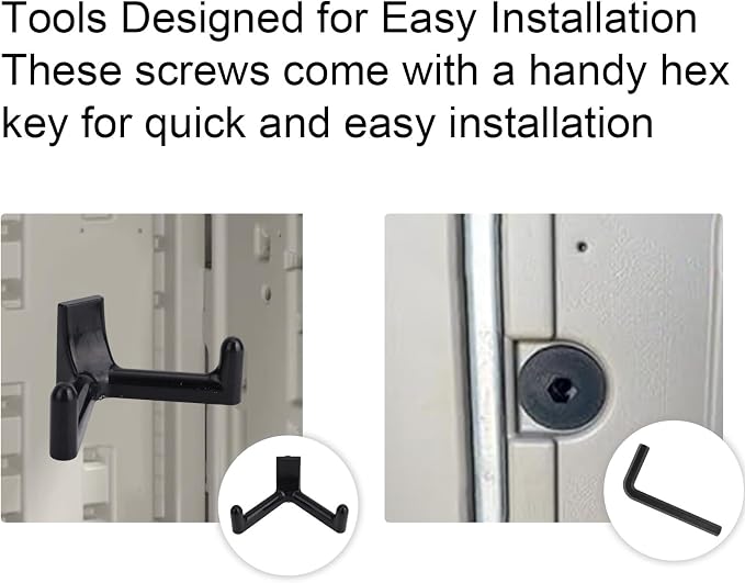 16 Pcs Storage Shed Hooks Set for Suncast, 5 Black V Shaped Tool Hooks Organizer - Image 5