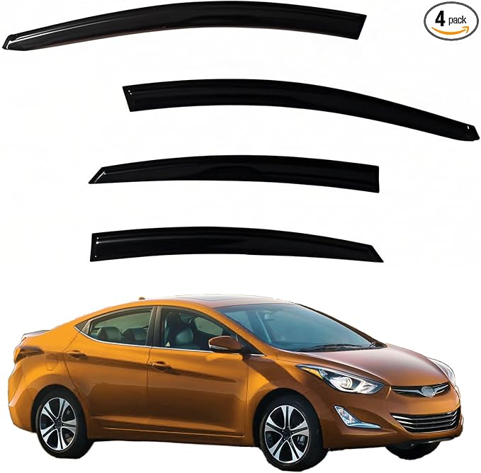 Window Visors Rain Guards fits 2011-2016 Elantra Sedan, Out-Channel Window Wind by Unknown