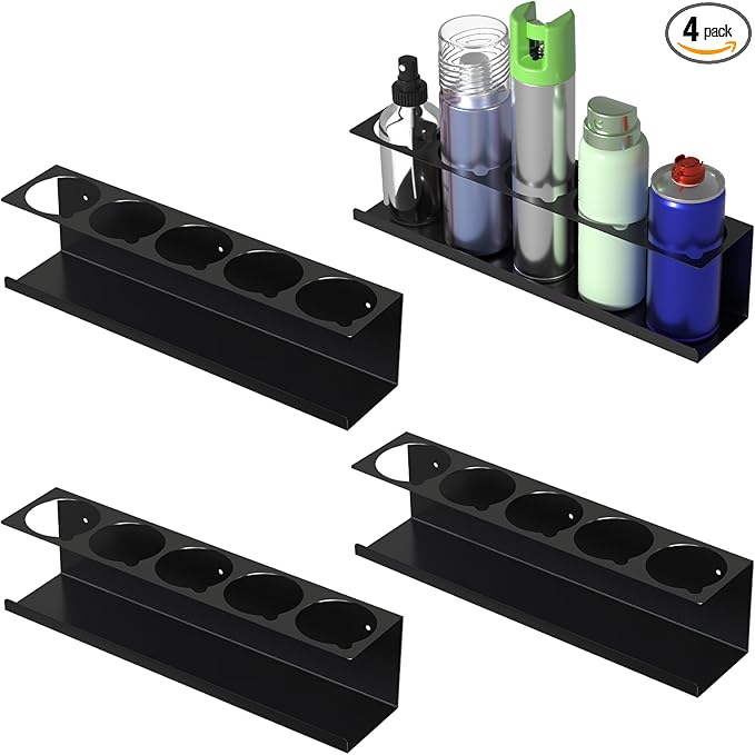 4 Pack Spray Can Holder Organizer, Wall-Mounted Steel Spray Bottle Rack by sogiv