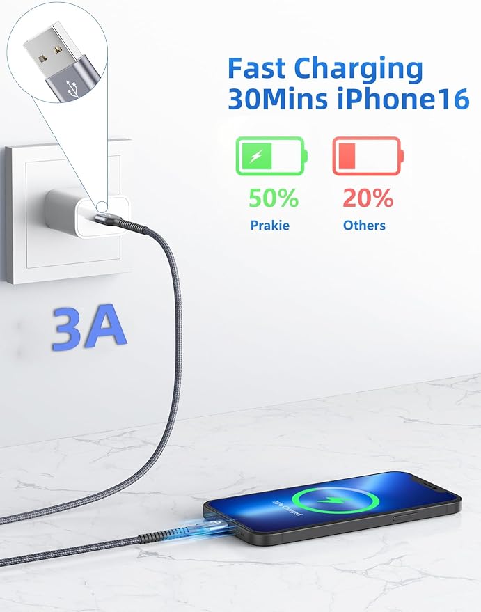 USB C Cable 10FT, iPhone USBC Cable 3A Fast Charging Upgraded Extra Durable - Image 2