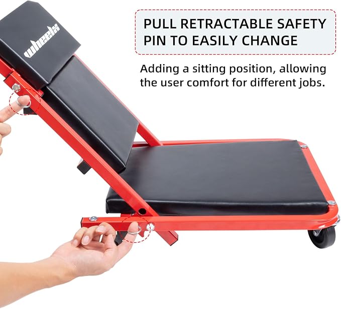 Mechanic Creeper 36 inches 3-in-1 Mode Z Seat 340lbs Capacity, Foldable Garage - Image 6