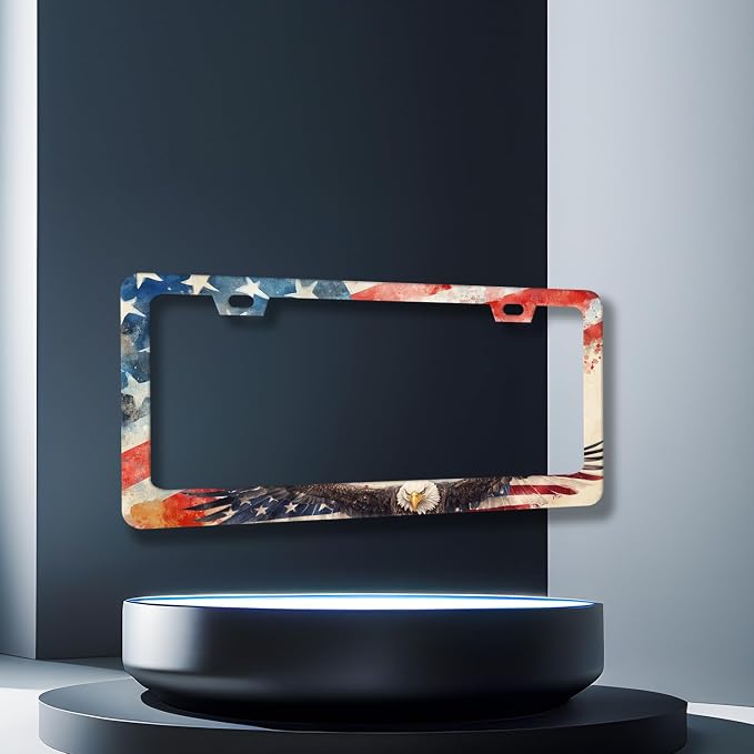 Eagle American Flag License Plate Frame Patriotic Eagle License Plate Holder - Image 3