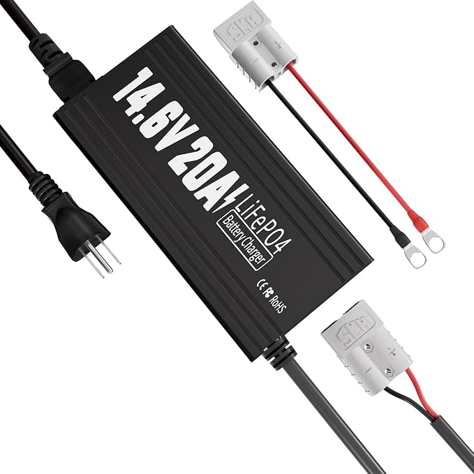 12V 20A Lithium Battery Charger, 14.6V LiFePO4 Battery Charger AC-DC Fast and by GRYONG