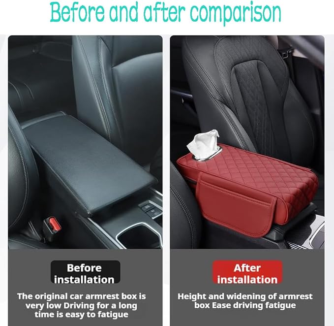 Car Armrest Cover Leather Car Console Covers Box Pad - Image 2