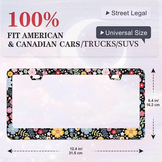 2 Pack Universal Retro Colorful Flowers License Plate Frame - Image 5
