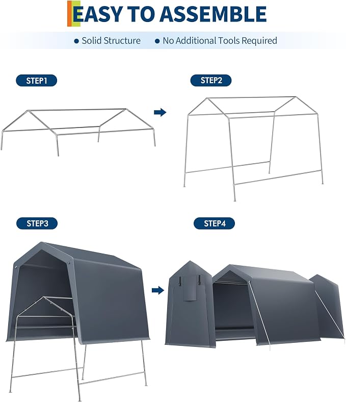 6x6 Ft Carport Heavy Duty Tent - Image 2