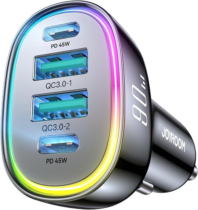 JOYROOM Car Charger USB C, 90W 4 Port Car Charger Adapter by JOYROOM
