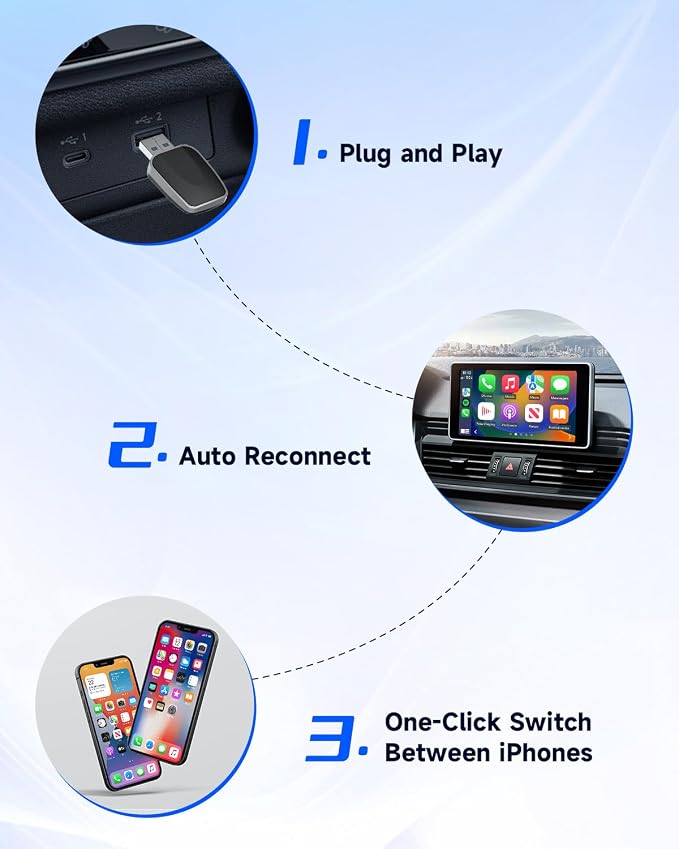 Mini Wireless CarPlay Adapter for iPhone 2025 Upgraded, Plug & Play, No Latency - Image 3