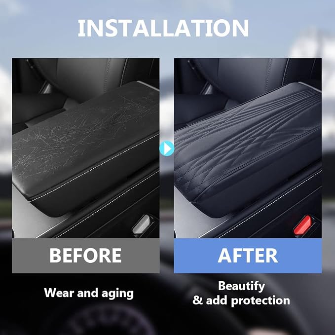 2025 Upgrade Universal Style Memory Cotton Car Armrest Box Pad, New Leather Car - Image 3