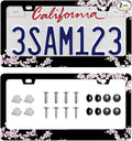 Cherry Blossom License Plate Frame-2 PCS Cherry Floral Flowers License Plate by Unknown