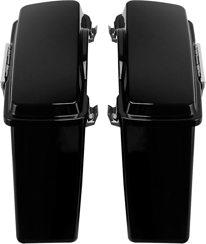 XFMT Motorcycle Vivid Black Hard Saddlebags Saddle Bags Trunk W/Lids & Latches - Image 6