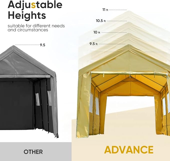 ADVANCE OUTDOOR 10x20 ft Adjustable Height Carport - Image 3