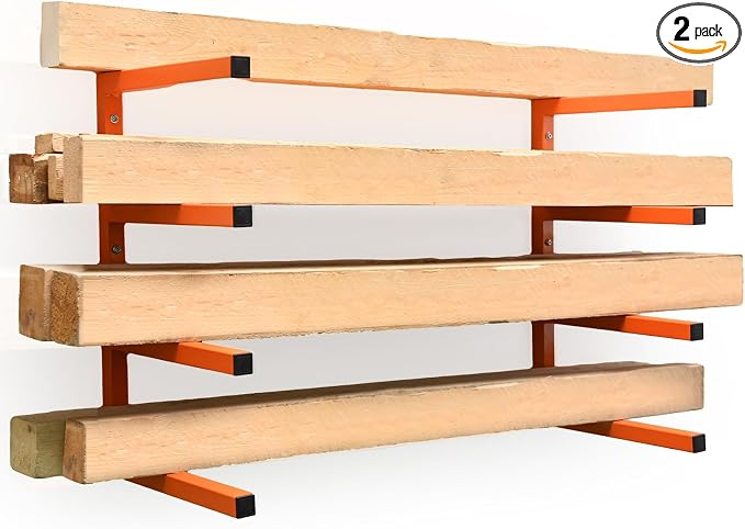 2 Pack Wood Organizer and Lumber Storage Rack Wall Mount, Heavy Duty Wood by LEEKIMID