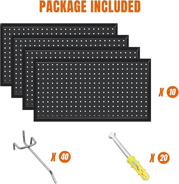 48x24 Inch Metal Pegboard Wall Organizer, Peg Board Utility Tool Storage - Image 6