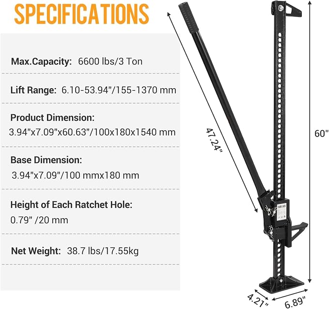 Multi-Functional Lift Jack, Farm Jack Heavy Duty Off Road, - Image 6