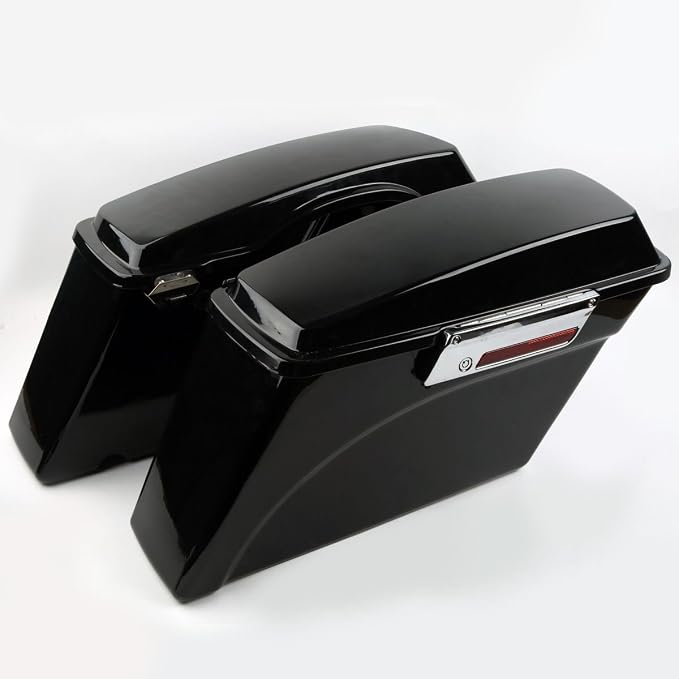XFMT Gloss Black Hard Saddle bags Trunk w/Lid Latch & Key+Saddlebag Conversion - Image 2
