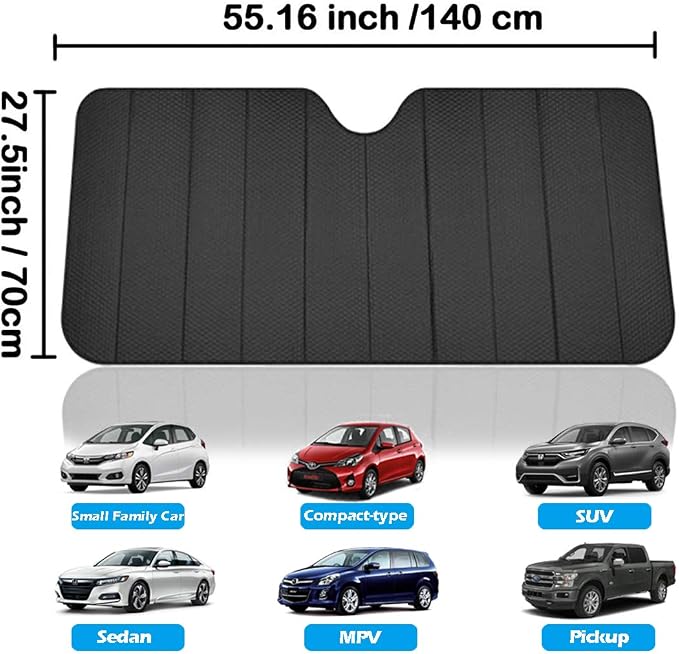 Big Hippo Front Car Sun Shade Windshield, Jumbo/Standard Sunshade Keeps Vehicle - Image 2