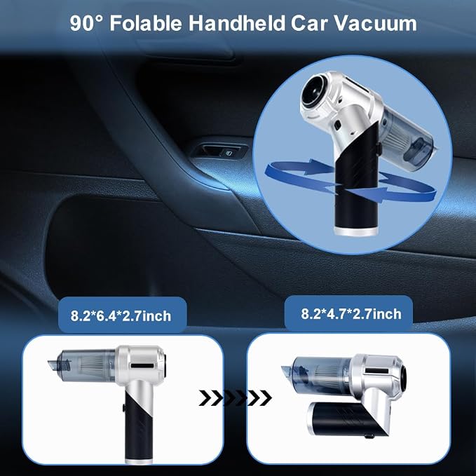 Handheld Foldable Car Vacuum, 4-in-1 18000PA Mini Vacuum Cleaner Portable - Image 3