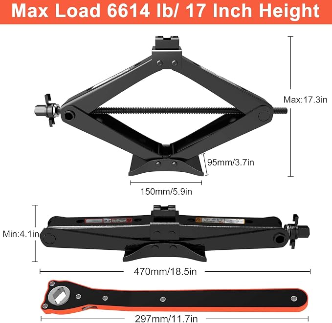 IMAYCC Scissor Jack, Portable Car Jack Kit 6614 lbs, Universal Tire Change Kit - Image 3