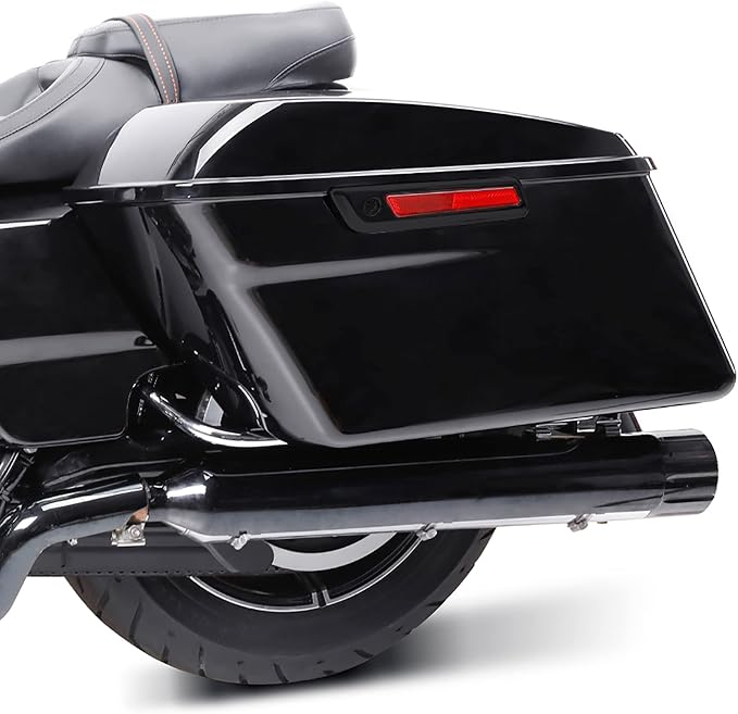 XFMT Motorcycle Hard Saddlebags Vivid Black Saddle Bags Trunk W/Black Latches - Image 2