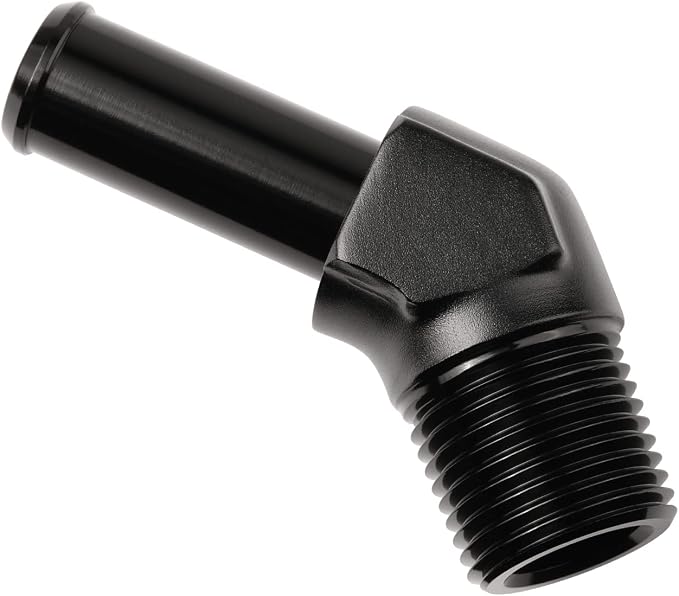 3/8 NPT Male to 1/2" Hose Barb Fitting Adapter 45 Degree Elbow Aluminum Black - Image 4