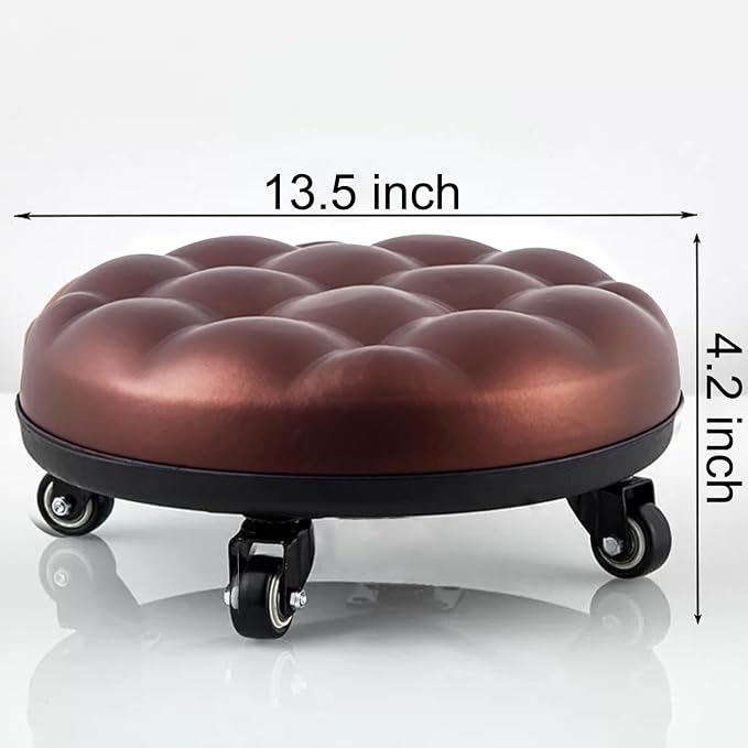 Low Roller Seat 13’’, PU Leather Low Seat Tool Heavy Duty - Image 2