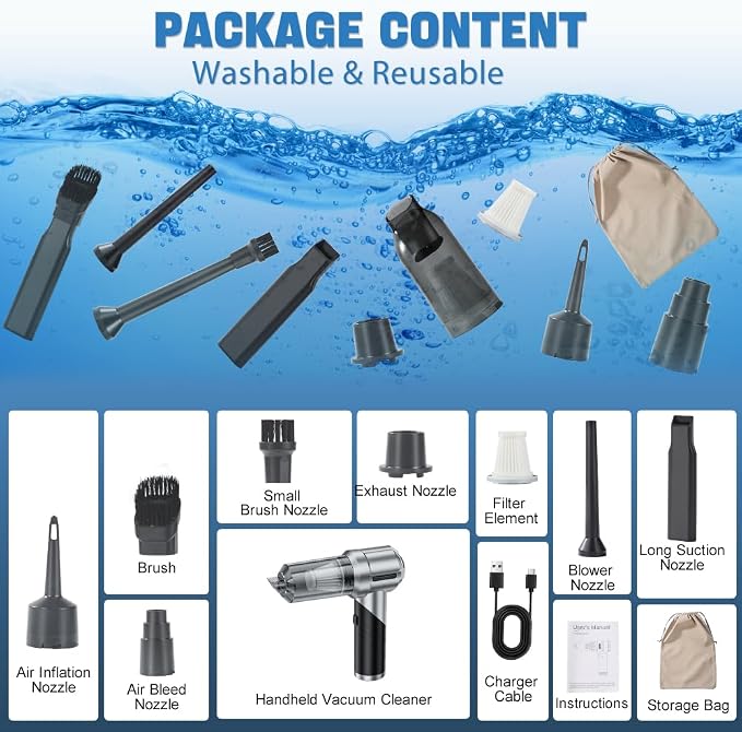 Handheld Foldable Car Vacuum, 4-in-1 18000PA Mini Vacuum Cleaner Portable - Image 8