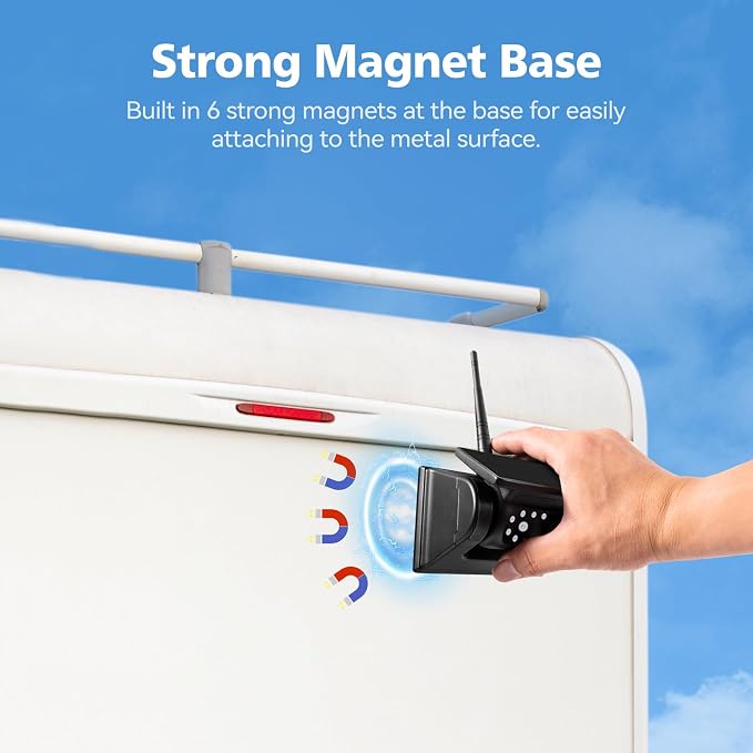 10.1" - 4 Magnetic Solar Wireless Backup Camera System, HD 1080P DVR Monitor - Image 4