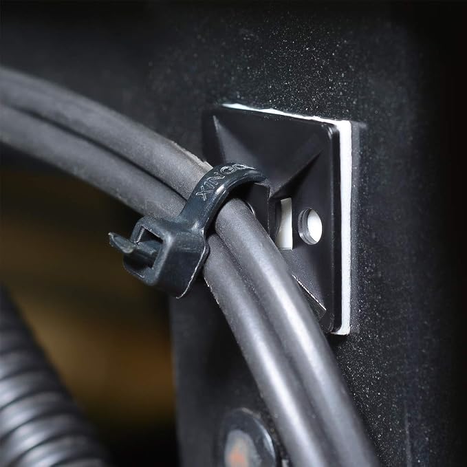 200pcs 3/4" 3M Back-Glue Self Adhesive Black Strong Cable Zip Tie Mounts - Image 3