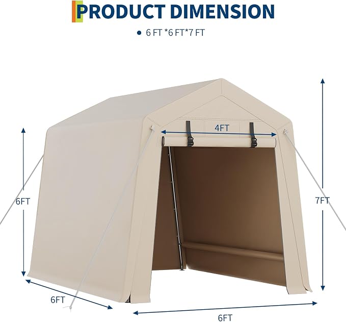 6x8 Ft Carport Heavy Duty Tent - Image 6