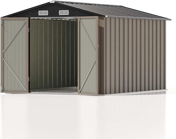 Patiowell 8x10 FT Outdoor Storage Shed, Large Garden Tool Metal Shed - Image 9